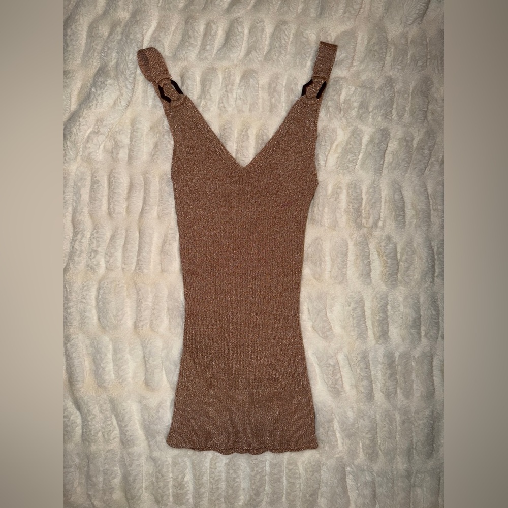 River Island Shimmering Tan Knit Top
